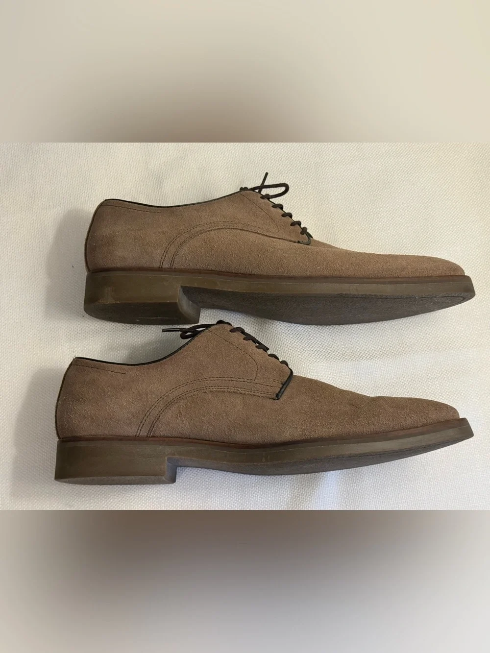 Nordstrom Men’s Shop 9.5M Taupe Brown Suede Derby Oxford Dress Shoes Made Brazil